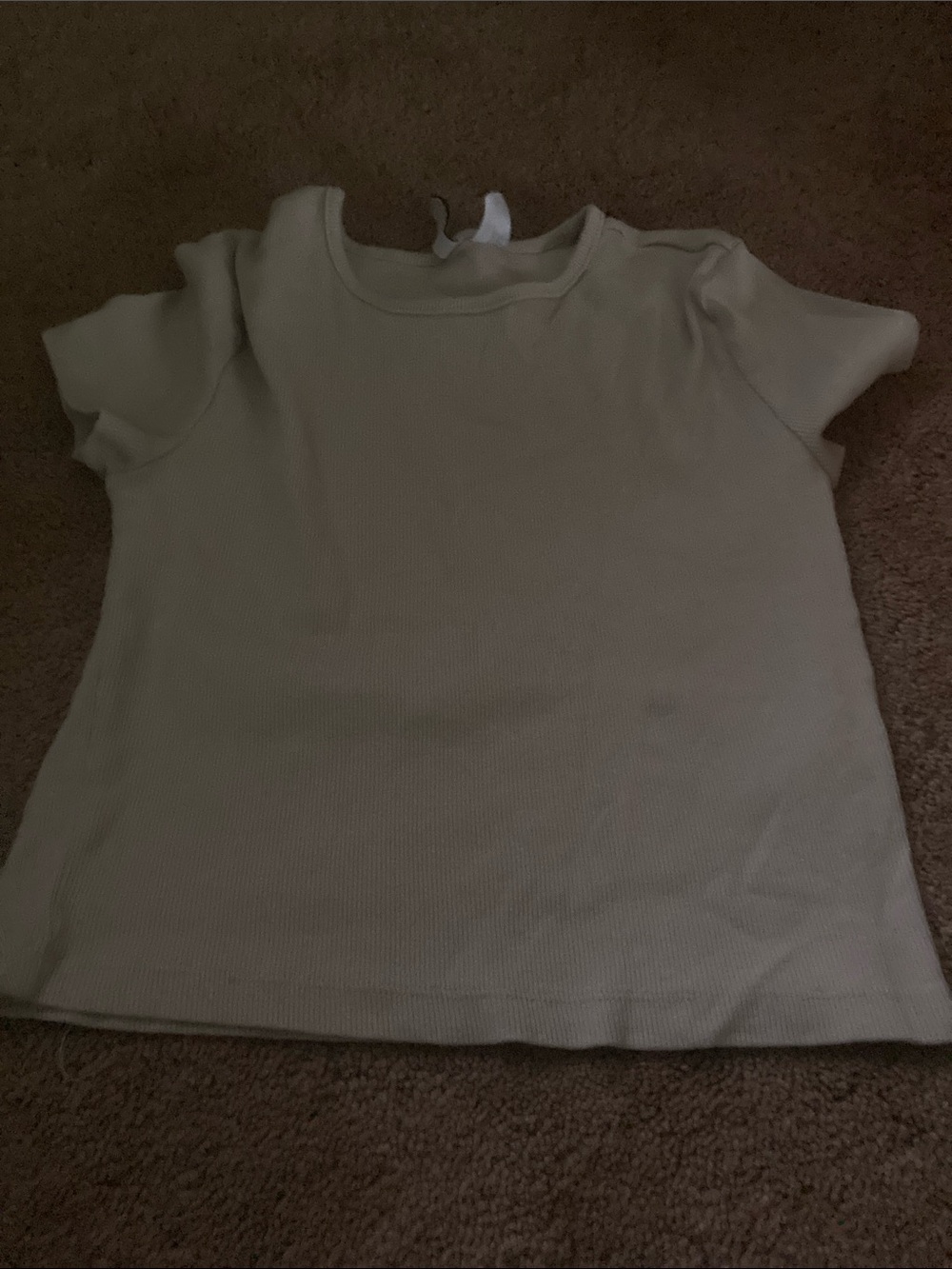 Divided Ribbed Crop Top in Light Beige